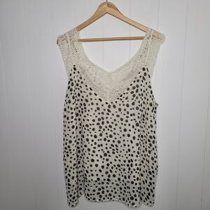 Womens Slip Tank Top Size XL Ivory Black Fairy Lace Coquette Celestial